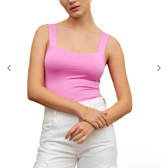 The Workshop Tops - The Workshop Tank Top Bundle Size Large Pink And White Square Neckline Stretch